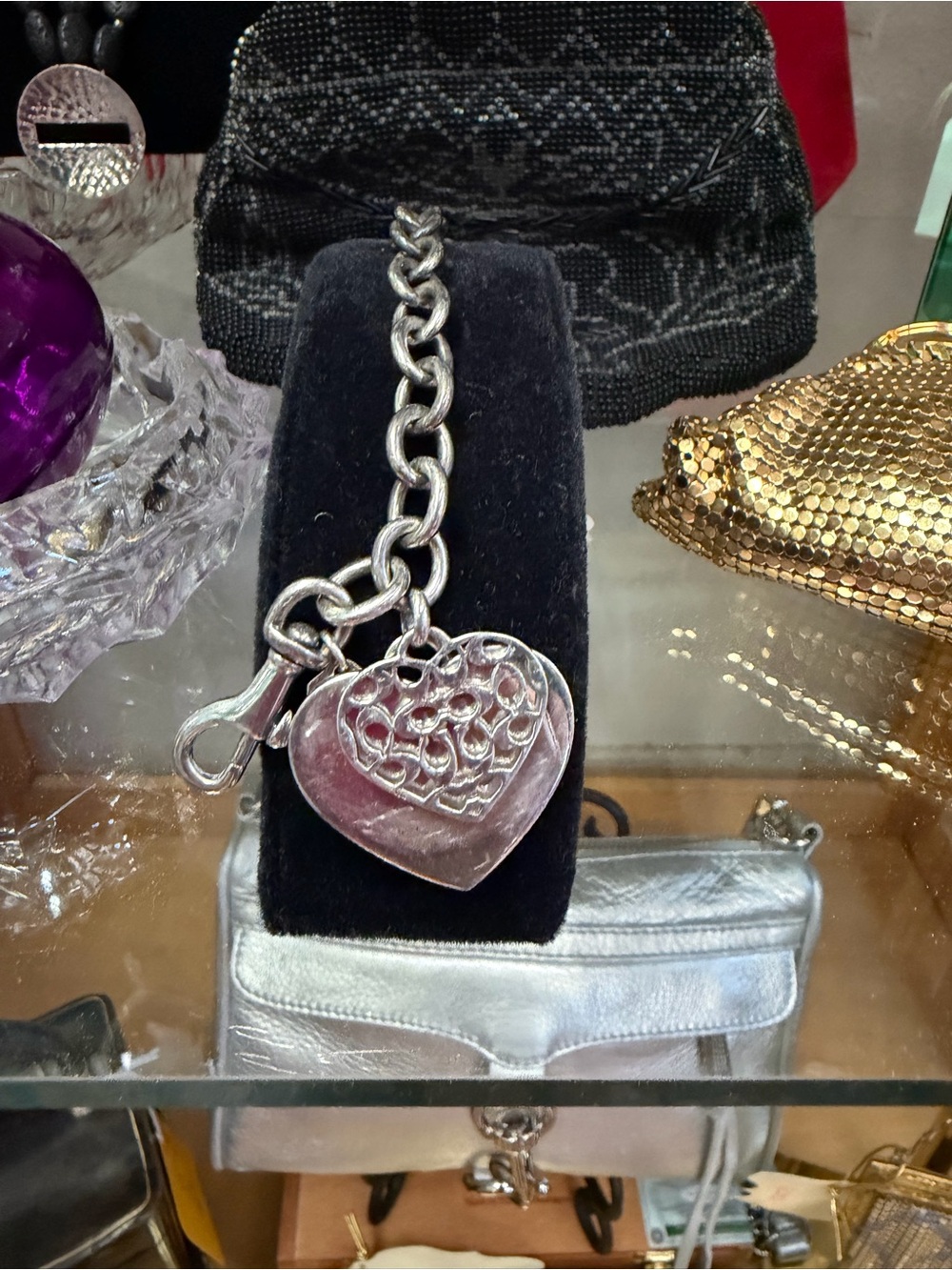 Coach rare Sterling Silver Heart Charm Bracelet - Women Jewelry - Picture 3 of 3